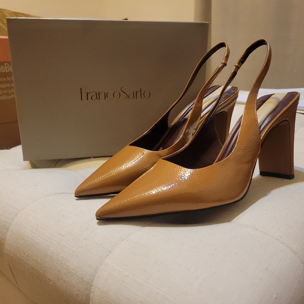 Franco Sarto L-Averie Sling Back Pointy Toe Toffee color.